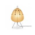 Japanese Rice Paper Lantern Tripod Floor Lamp With Black Metal Legs